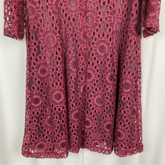 ModCloth Burgundy Crochet Lace Dress Sz.L - Picture 12 of 15